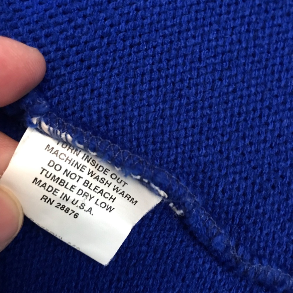 Vintage 80s Letterman Sweater Cardigan Mens Medium Royal Blue Letter G Pockets - Picture 10 of 11